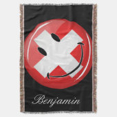 微笑のスイスの旗 スローブランケット (正面縦)