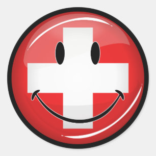 微笑のスイスの旗 ラウンドシール