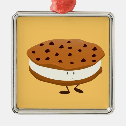 微笑のチョコチップクッキーサンドイッチ メタルオーナメント (正面)