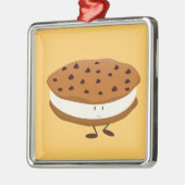 微笑のチョコチップクッキーサンドイッチ メタルオーナメント (左)