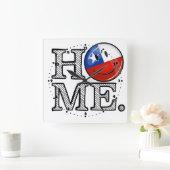 微笑のチリの旗の引っ越し祝いパーティー スクエア壁時計 (ホーム)