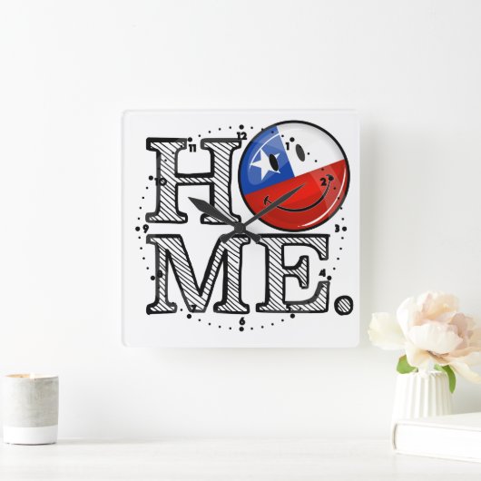 微笑のチリの旗の引っ越し祝いパーティー スクエア壁時計 (ホーム)