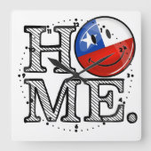 微笑のチリの旗の引っ越し祝いパーティー スクエア壁時計 (正面)