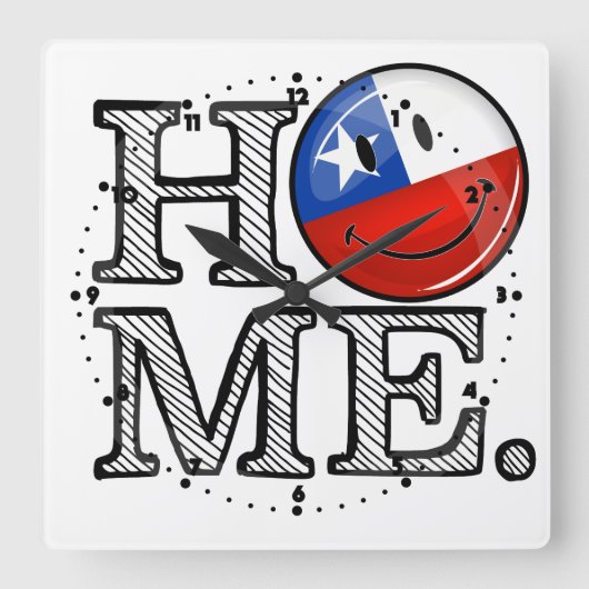 微笑のチリの旗の引っ越し祝いパーティー スクエア壁時計 (正面)