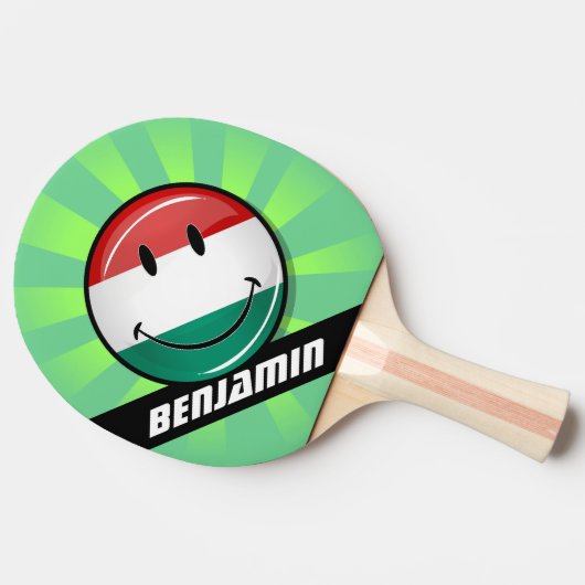 微笑のハンガリーの旗 卓球ラケット (横)