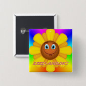 微笑のヒマワリボタンを保って下さい 缶バッジ (正面&裏面)