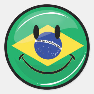 微笑のブラジルの旗 ラウンドシール