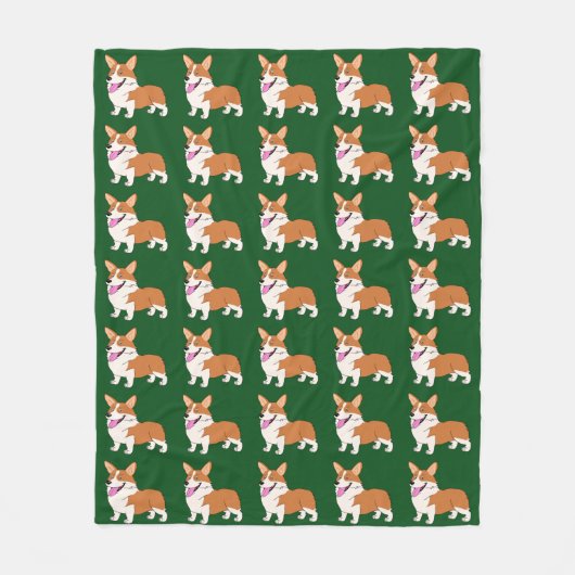 微笑のペンブロークのウェルシュコーギー フリースブランケット (正面)
