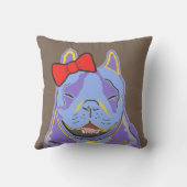 微笑のボストンテリアの赤い弓 クッション (裏面)