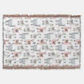 微笑のラマパターン スローブランケット (正面)
