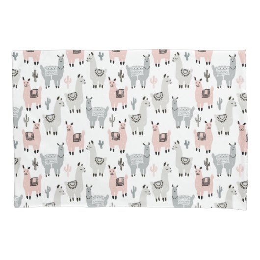 微笑のラマパターン 枕カバー (正面左)