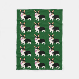 微笑の三色のコーギー フリースブランケット