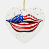微笑の唇のオーナメントの米国の旗の口紅 セラミックオーナメント (裏面)