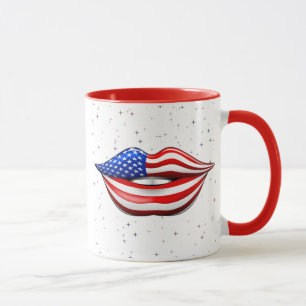 微笑の唇のマグの米国の旗の口紅 マグカップ