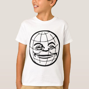 微笑の地球、地球、顔、にやにや笑う幸せな世界 Tシャツ