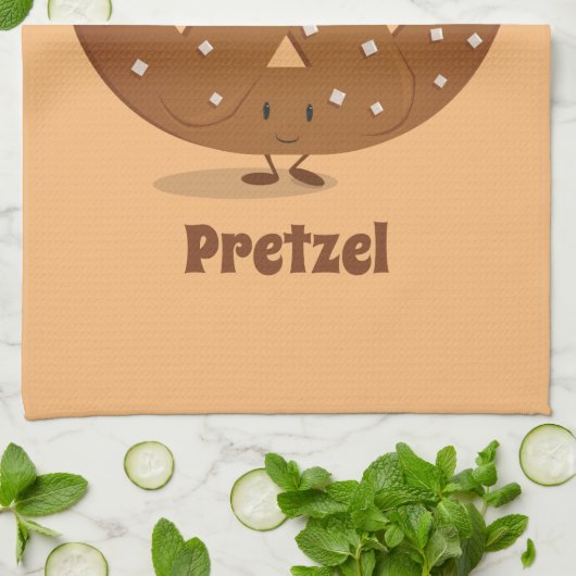 微笑の塩味のプレッツェルのマンガのキャラクタ キッチンタオル (折り畳み)