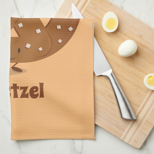 微笑の塩味のプレッツェルのマンガのキャラクタ キッチンタオル (四つ折り)