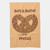 微笑の塩味のプレッツェルのマンガのキャラクタ キッチンタオル (縦)