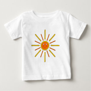 微笑の夏日曜日Yellowおよびオレンジ ベビーTシャツ