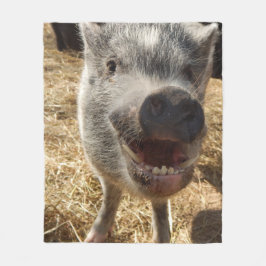 微笑の小型ブタのフリースブランケット、媒体 フリースブランケット