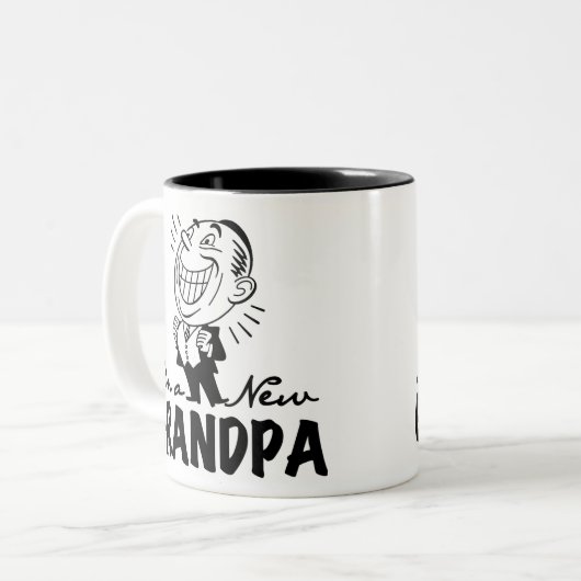 微笑の新しい祖父のTシャツおよびギフト ツートーンマグカップ (正面左)