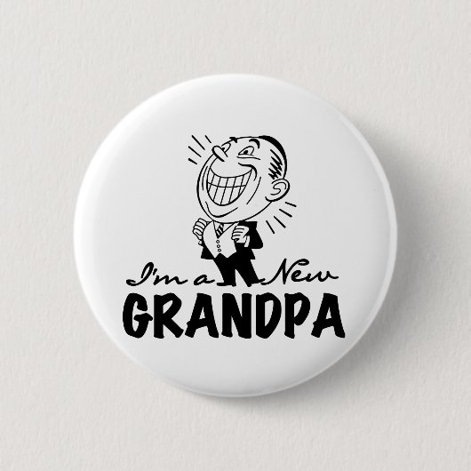 微笑の新しい祖父のTシャツおよびギフト 缶バッジ (正面)