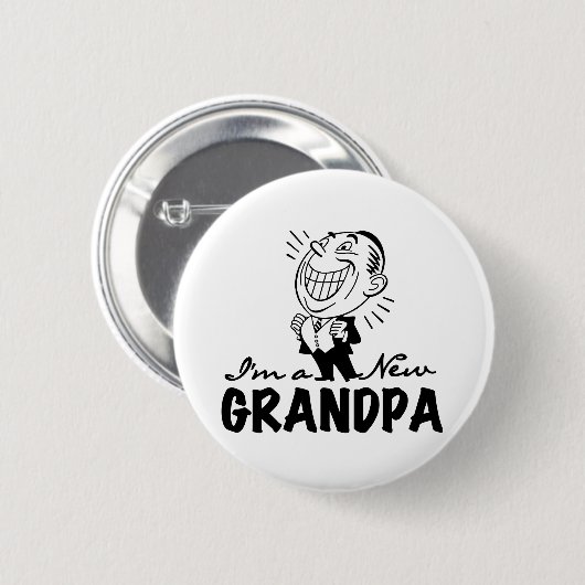 微笑の新しい祖父のTシャツおよびギフト 缶バッジ (正面&裏面)