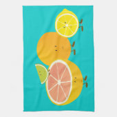 微笑の柑橘類のグループ キッチンタオル (縦)