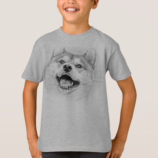 微笑の柴犬犬 Tシャツ (正面)