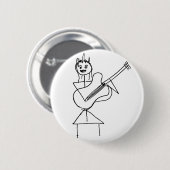 微笑の棒は低音/ギターを握っている女の子を計算します 缶バッジ (正面&裏面)