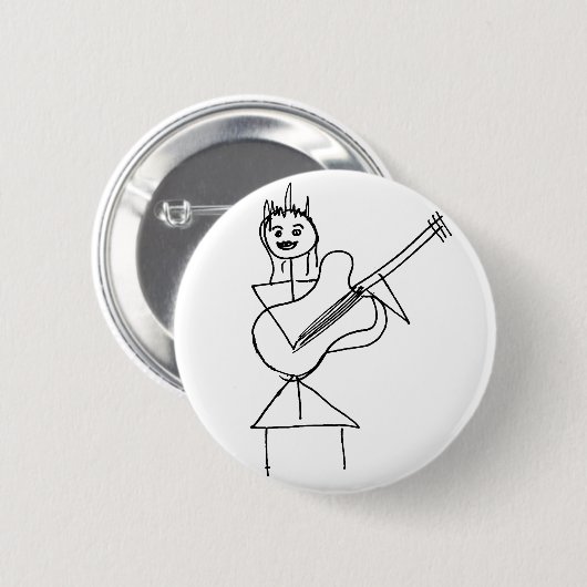 微笑の棒は低音/ギターを握っている女の子を計算します 缶バッジ (正面&裏面)