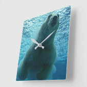 微笑の白くま スクエア壁時計 (傾斜)