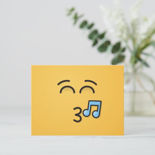 微笑の目が付いている笛を吹く顔 ポストカード (スタンド正面)