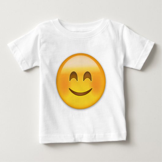 微笑の目Emojiが付いている微笑の顔 ベビーTシャツ (正面)