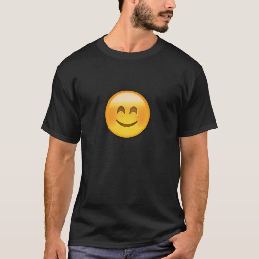 微笑の目Emojiが付いている微笑の顔 Tシャツ (正面)