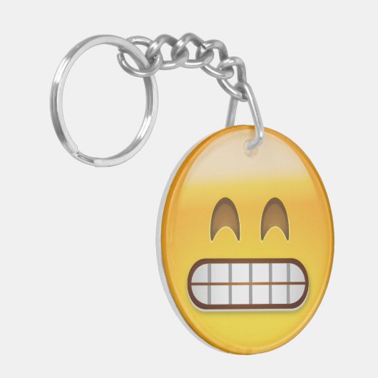 微笑の目Emojiが付いている笑った顔 キーホルダー (正面左)