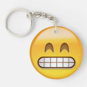 微笑の目Emojiが付いている笑った顔 キーホルダー
