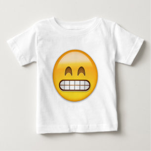 微笑の目Emojiが付いている笑った顔 ベビーTシャツ