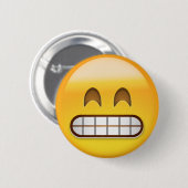 微笑の目Emojiが付いている笑った顔 缶バッジ (正面&裏面)