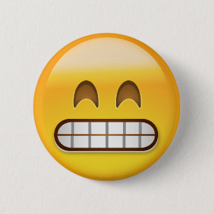 微笑の目Emojiが付いている笑った顔 缶バッジ