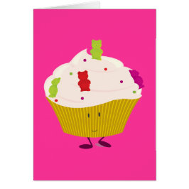 微笑の粘着性くまのカップケーキ