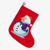 微笑の雪だるま ラージクリスマスストッキング (正面 (吊り時))
