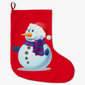 微笑の雪だるま ラージクリスマスストッキング (正面)