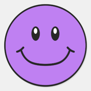 微笑の顔のステッカーの紫色0001 ラウンドシール