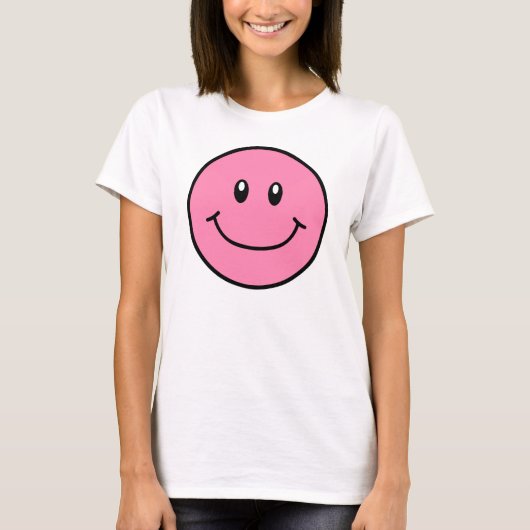微笑の顔のワイシャツのピンク0001 Tシャツ (正面)