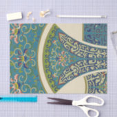 微笑の顔を搭載する青い東洋のデザイン 薄葉紙 (クラフト)