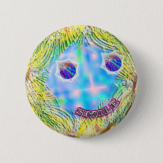 微笑の顔ボタン 缶バッジ (正面)