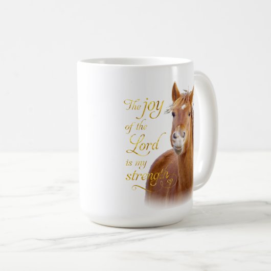 微笑の馬の聖書の詩のマグ コーヒーマグカップ (正面右)