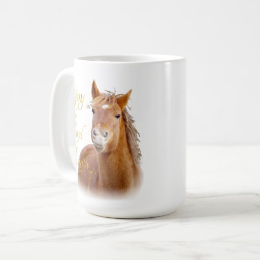 微笑の馬の聖書の詩のマグ コーヒーマグカップ (正面左)