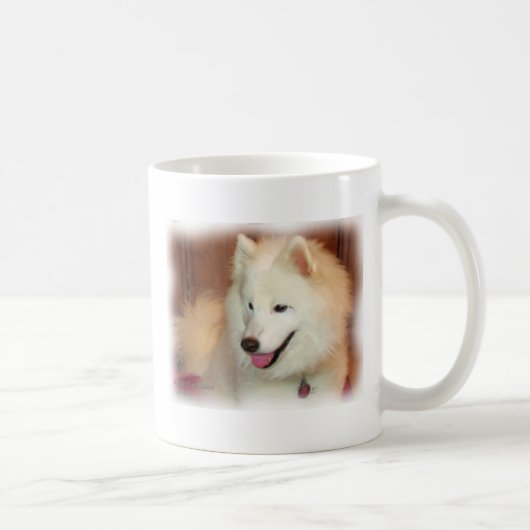 微笑のSamoyedのデジタル油絵の効果のマグ コーヒーマグカップ (右)